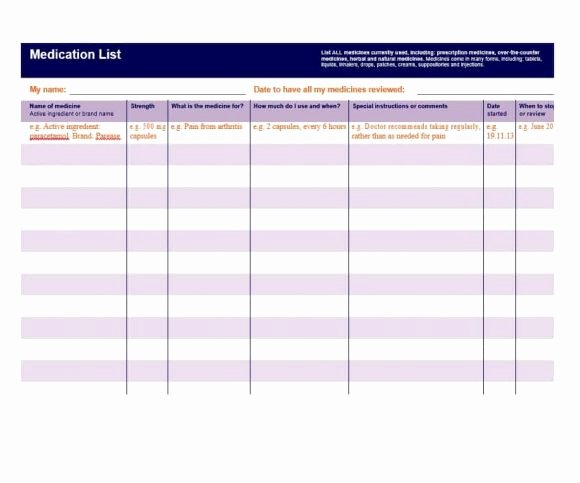 Template for Medication List Fresh 58 Medication List Templates for Any Patient [word Excel