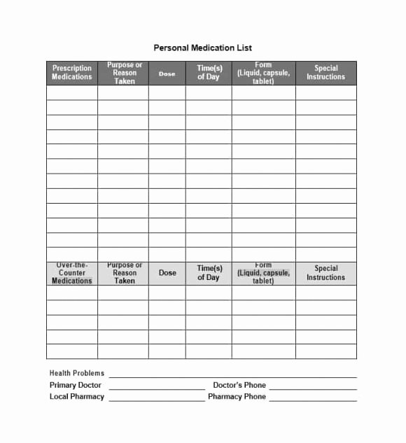 Template for Medication List Inspirational 58 Medication List Templates for Any Patient [word Excel
