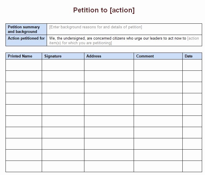 Template for Petition Signatures Awesome 30 Petition Templates How to Write Petition Guide