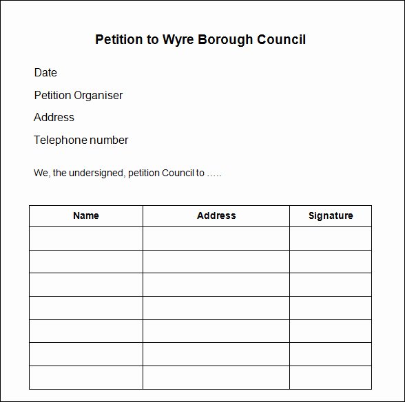 Template for Petition Signatures Inspirational Petition Template