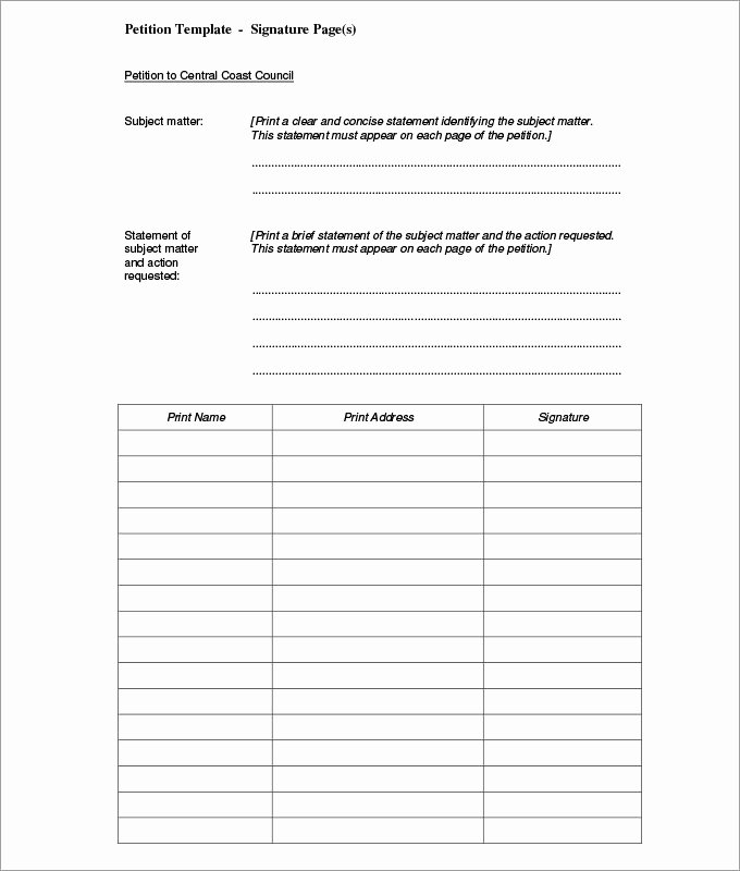 Template for Petition Signatures Unique 5 Petition Templates Free Pdf Word Documents Download