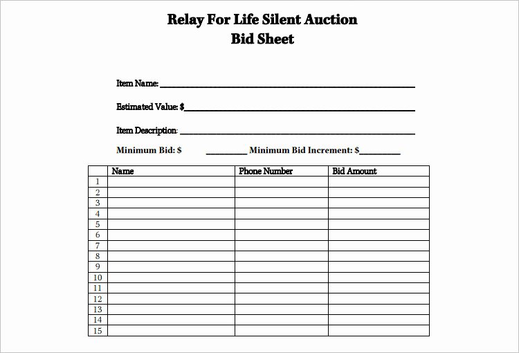 Template for Silent Auction Awesome Silent Auction Bid Template