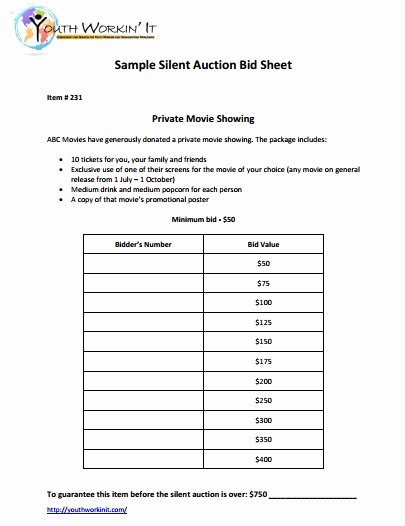 Template for Silent Auction Lovely 12 Silent Auction forms Template