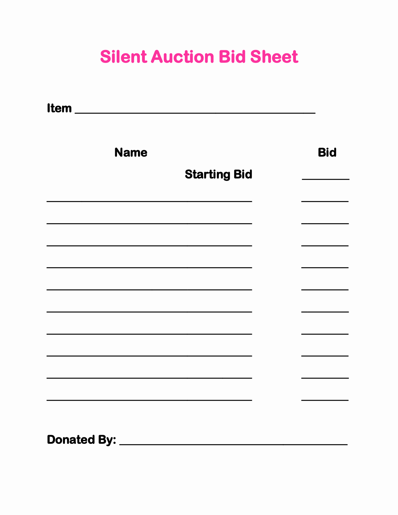 Template for Silent Auction Lovely Silent Auction This is How You Make Money ask area