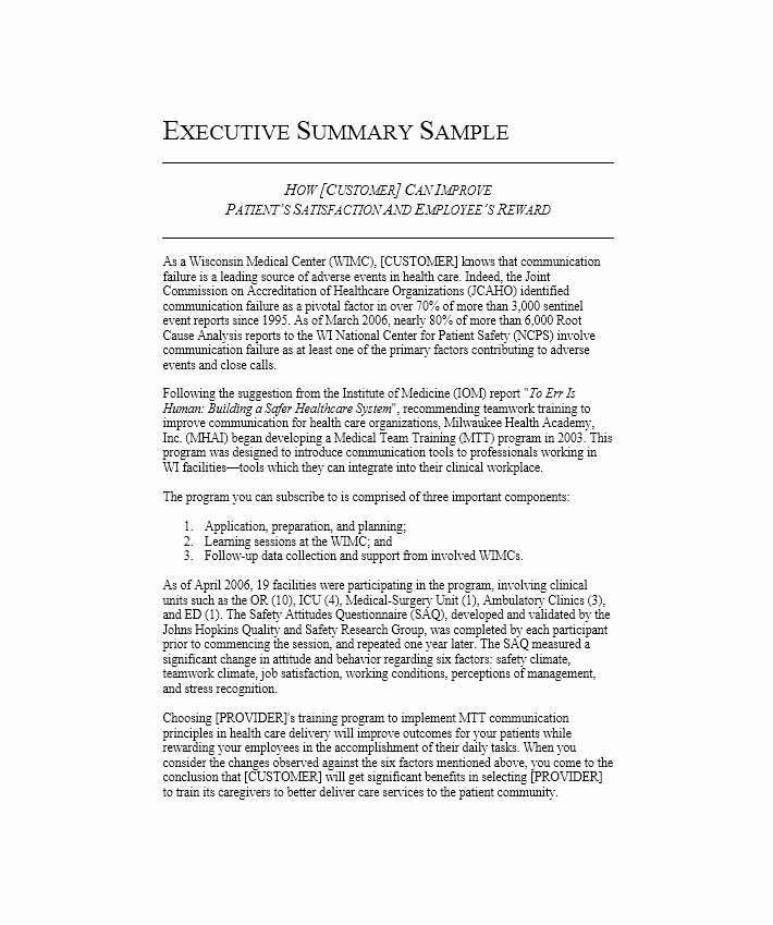 Template Of Executive Summary Unique 30 Perfect Executive Summary Examples &amp; Templates