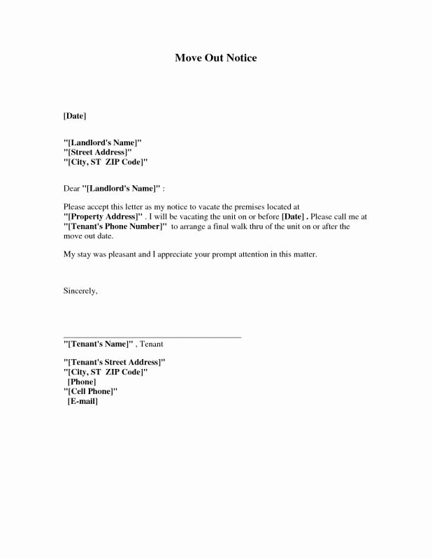 Tenant Letter to Landlord New Landlord Letter to Tenant Move Out Template