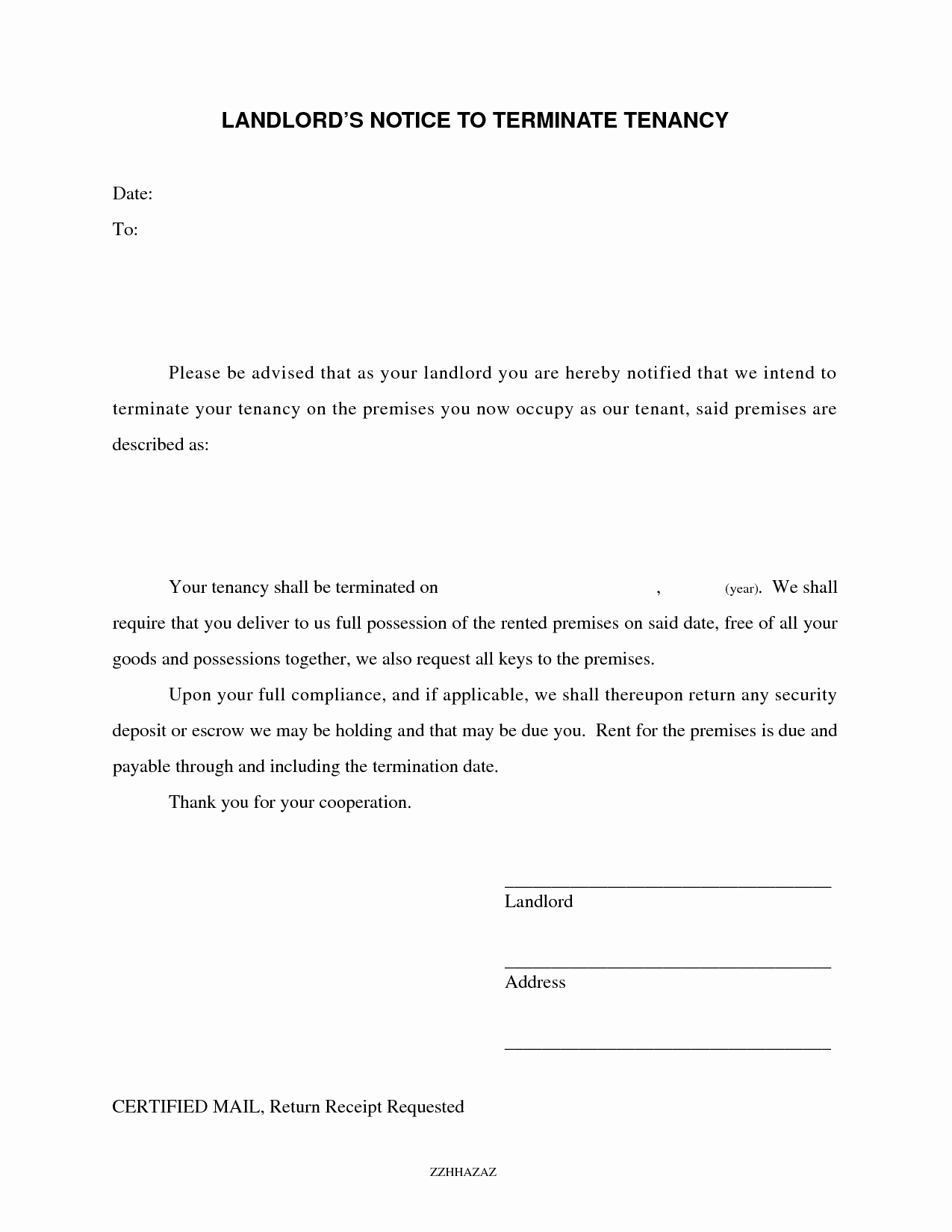 Tenant Letter to Landlord New Tenant Lease Termination Letter From Landlord