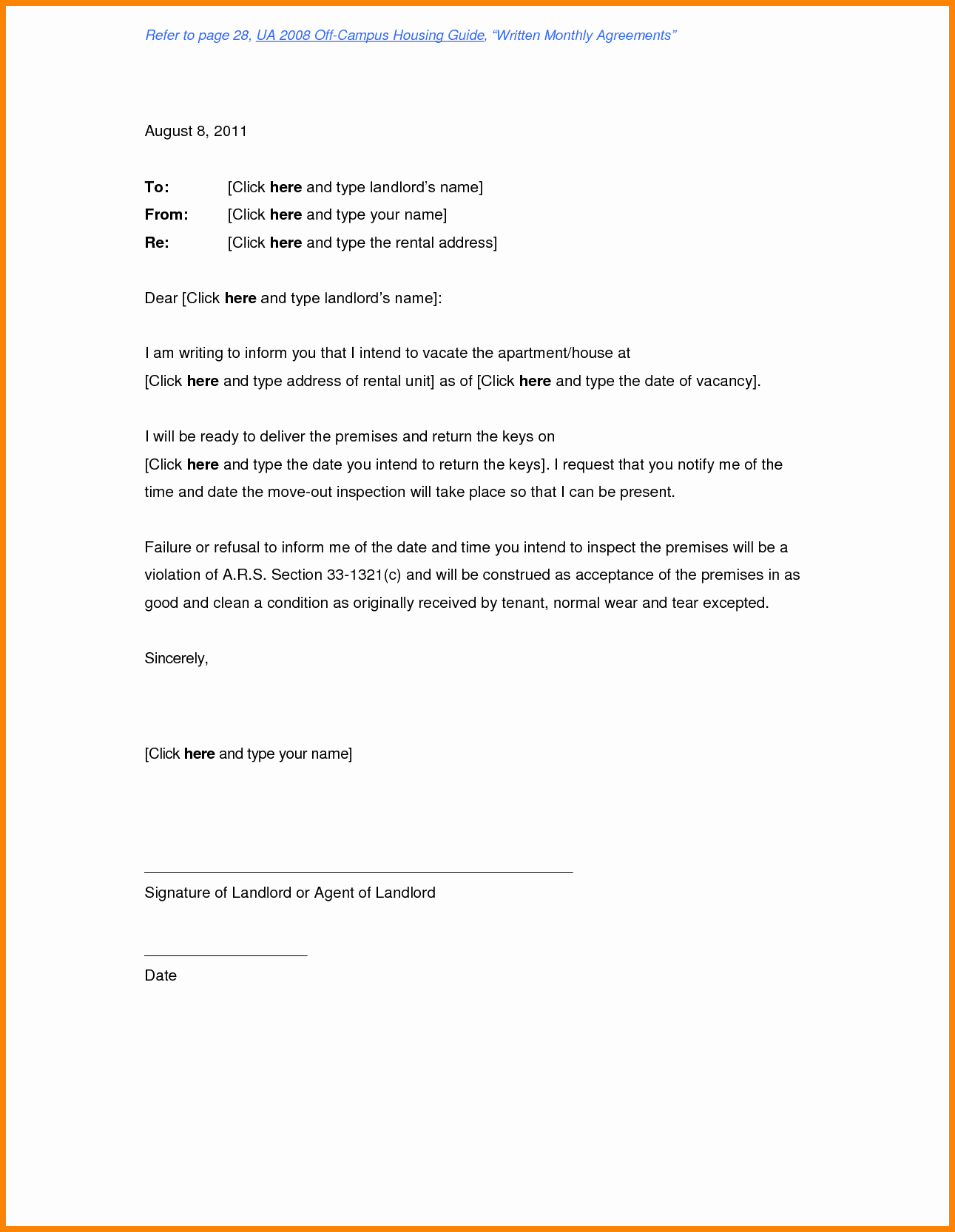 Sample Landlord Letter To Tenant For Repairs