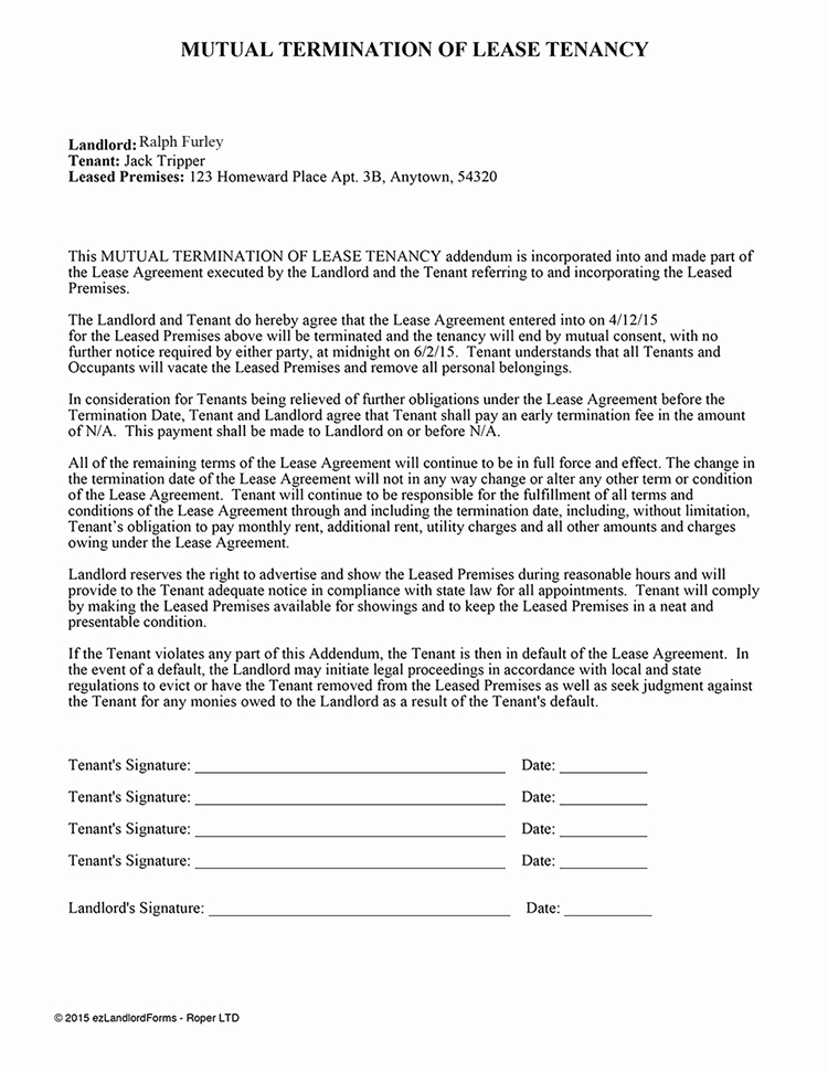 Tenant Move Out Letter Best Of Mutual Termination Of Lease Tenancy