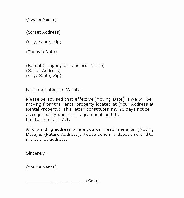 Tenant Move Out Letter Inspirational Sample Vacate Letter to Tenant – Gulflifa