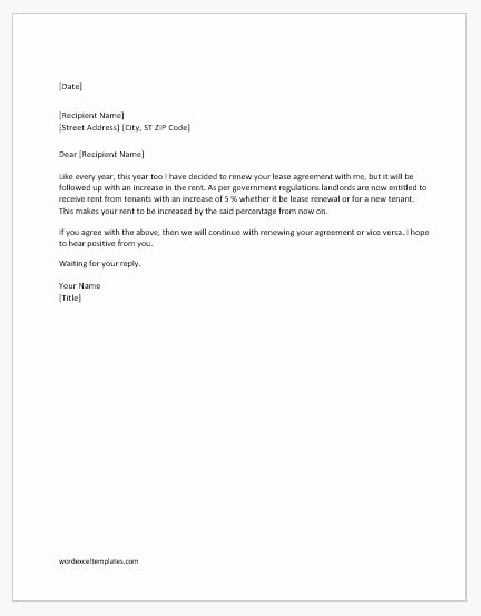Tenant Rent Increase Letter Awesome Lease Renewal Letter with Rent Increase