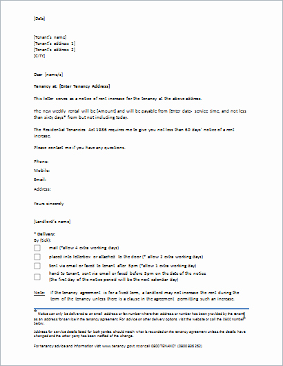 Tenant Rent Increase Letter Awesome Rent Increase Letter Template for Ms Word