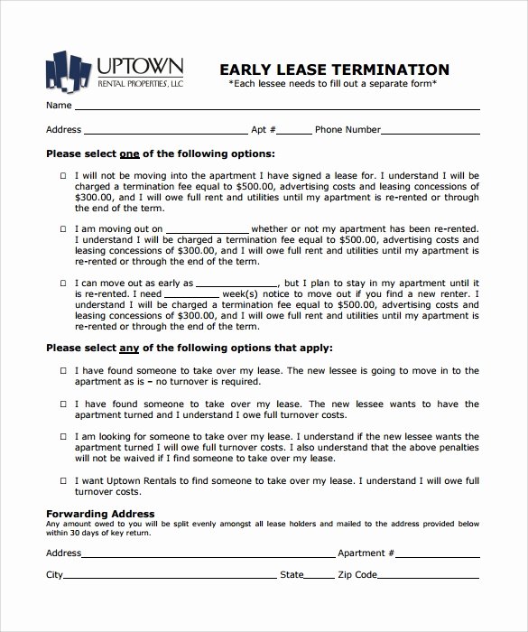 Terminating A Lease Letter Luxury Early Lease Termination Letters 9 Download Free
