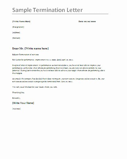 Termination Letter Sample Free Best Of Termination Letter format