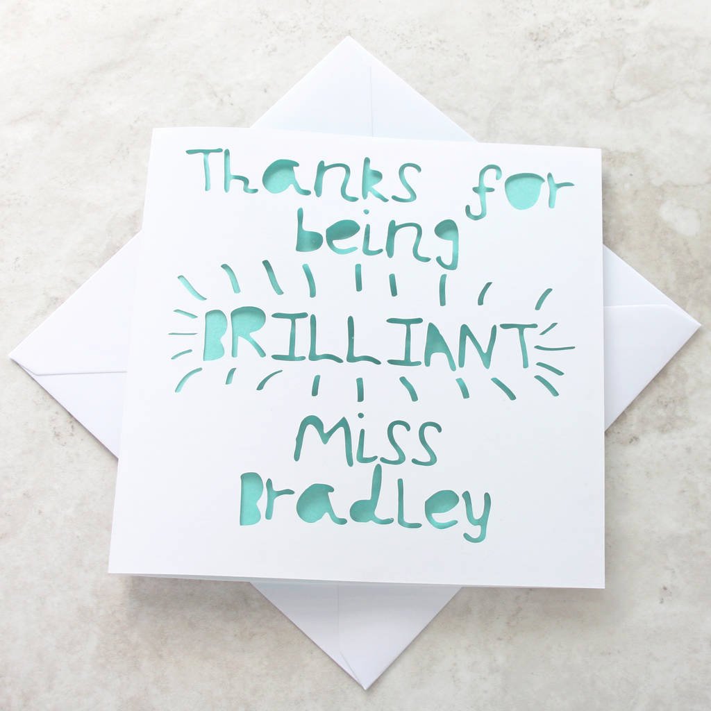 Thank You Card for Mentor Best Of Personalised Brilliant Teacher Thank You Card by whole In