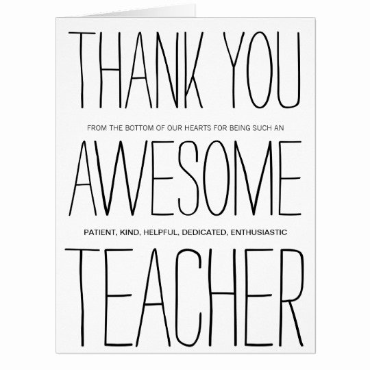 Thank You Card for Mentor Elegant Awesome Teacher Thank You Card