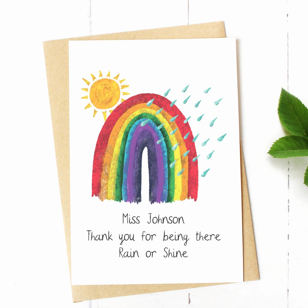 Thank You Card for Mentor Fresh Personalised Rainbow Thank You Teacher Card by so Close