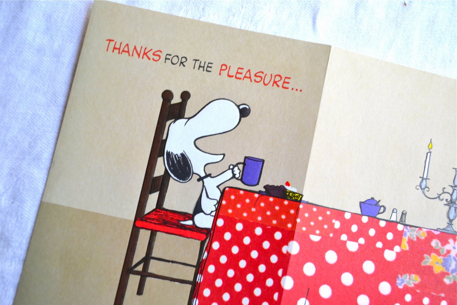 Thank You for Dinner Inspirational Vintage Snoopy Greeting Card Thank You for Dinner Nos