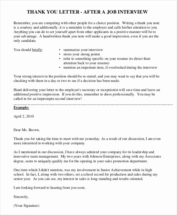 Thank You for Interview Sample Awesome Sample Thank You Letter after Interview 8 Examples In Pdf