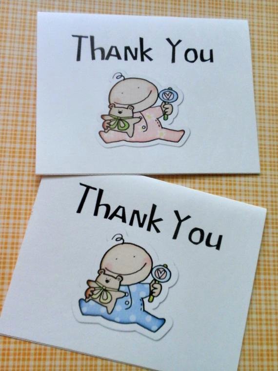 Thank You Letter Baby Shower Elegant Items Similar to Printed Baby Shower Thank You Note Cards