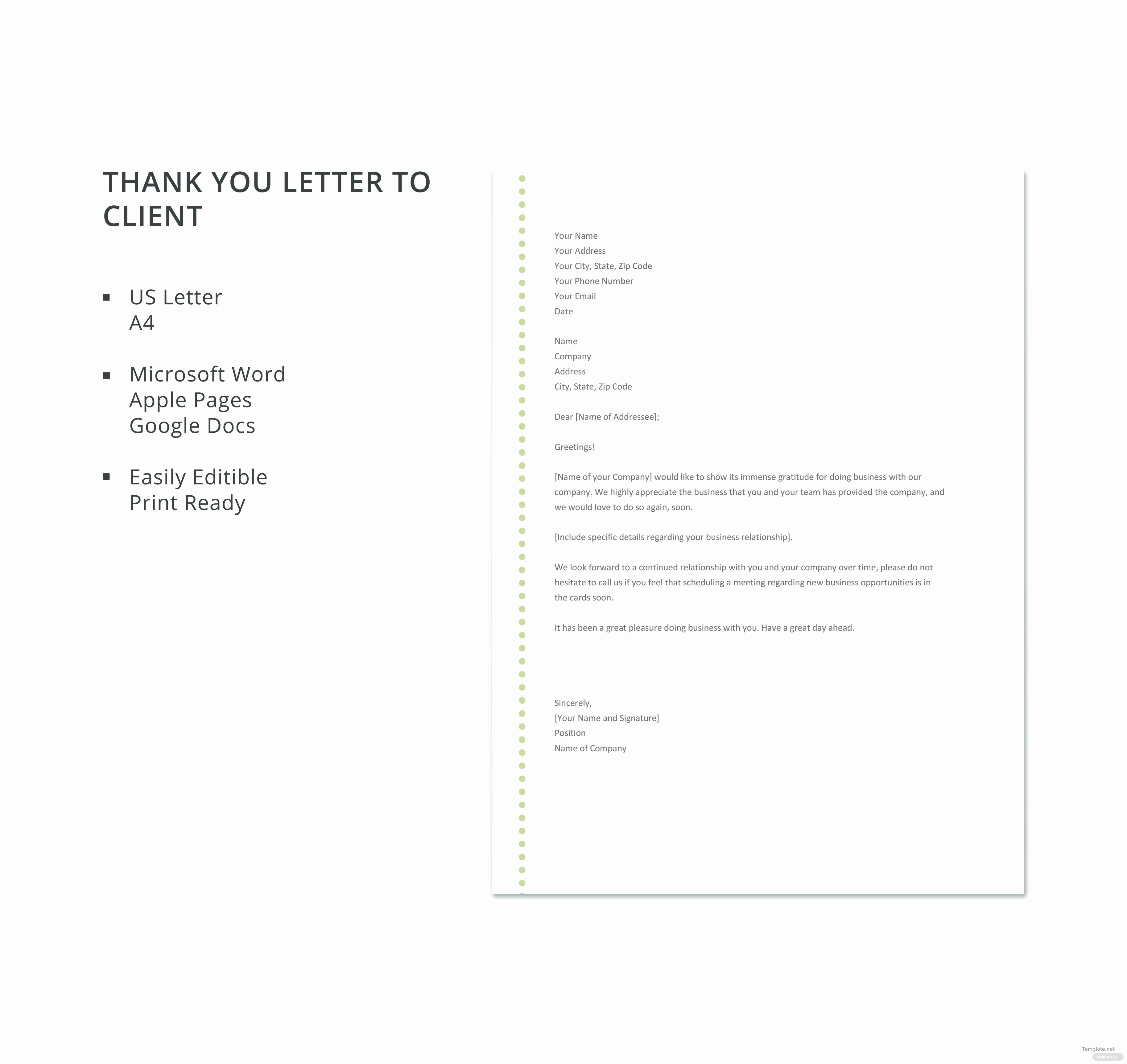 Thank You Letter to Client Inspirational Free Thank You Letter to Client Template In Microsoft Word