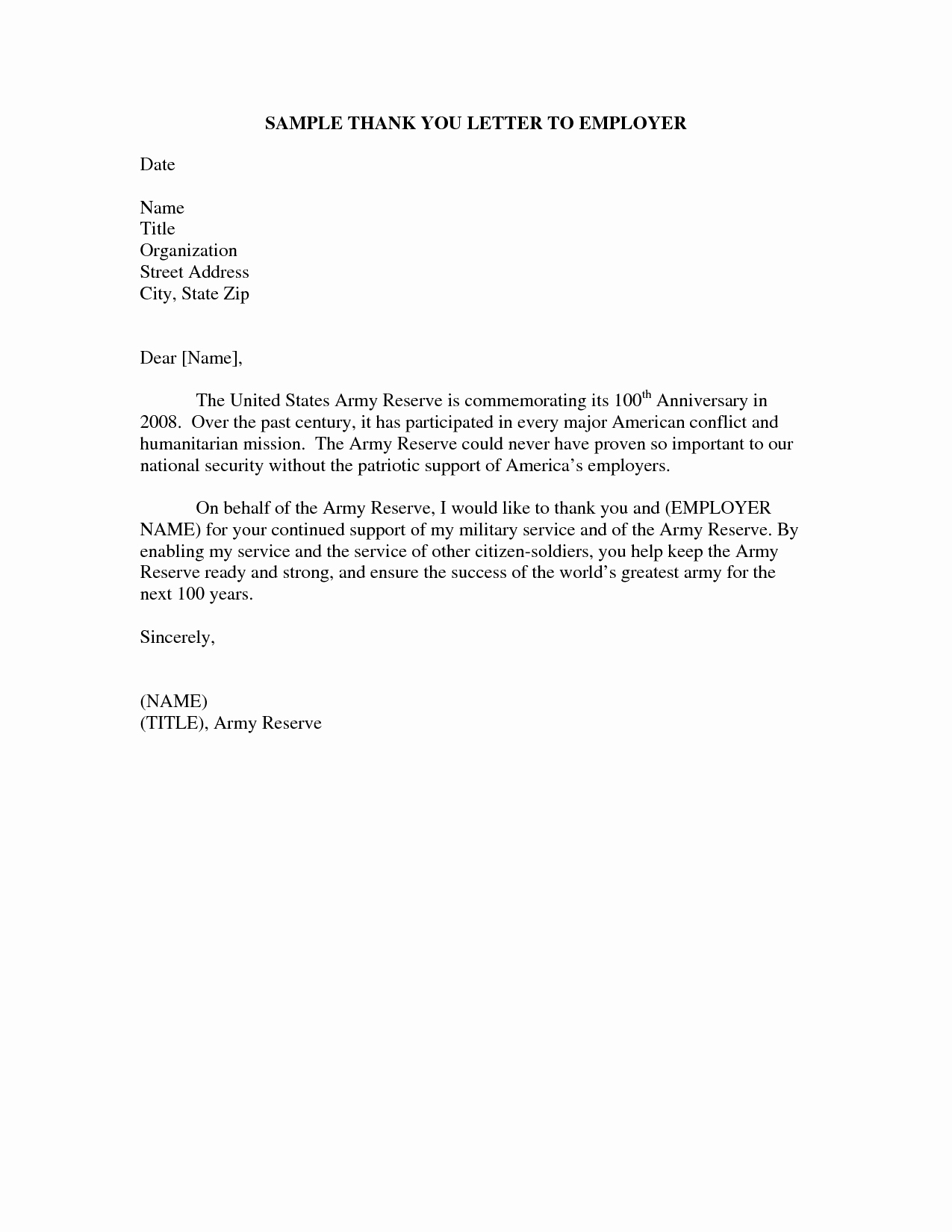 Thank You Letter to Employer Beautiful Best S Of Employee Thank You Letter Examples Thank
