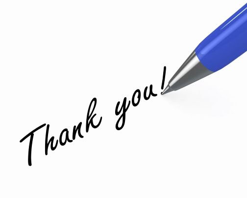 Thank You Note for Presentation Beautiful 0914 Thank You Note with Blue Pen White Background