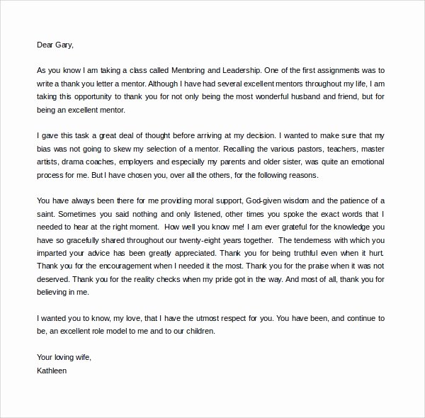 Thank You Note to Mentor Unique Sample Thank You Letter to Mentor 11 Download Free