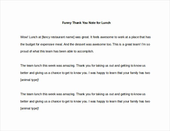 Thank You Notes for Lunch Fresh 10 Funny Thank You Notes – Free Sample Example format