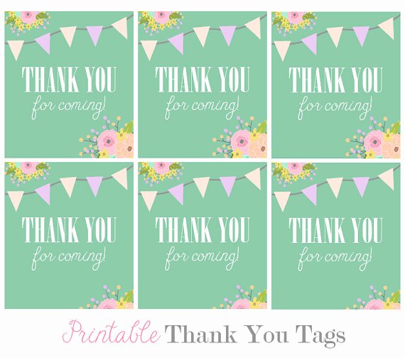 Thank You Tag Template New Favor Tags Digital Floral Teal Bunting Thank You Tags