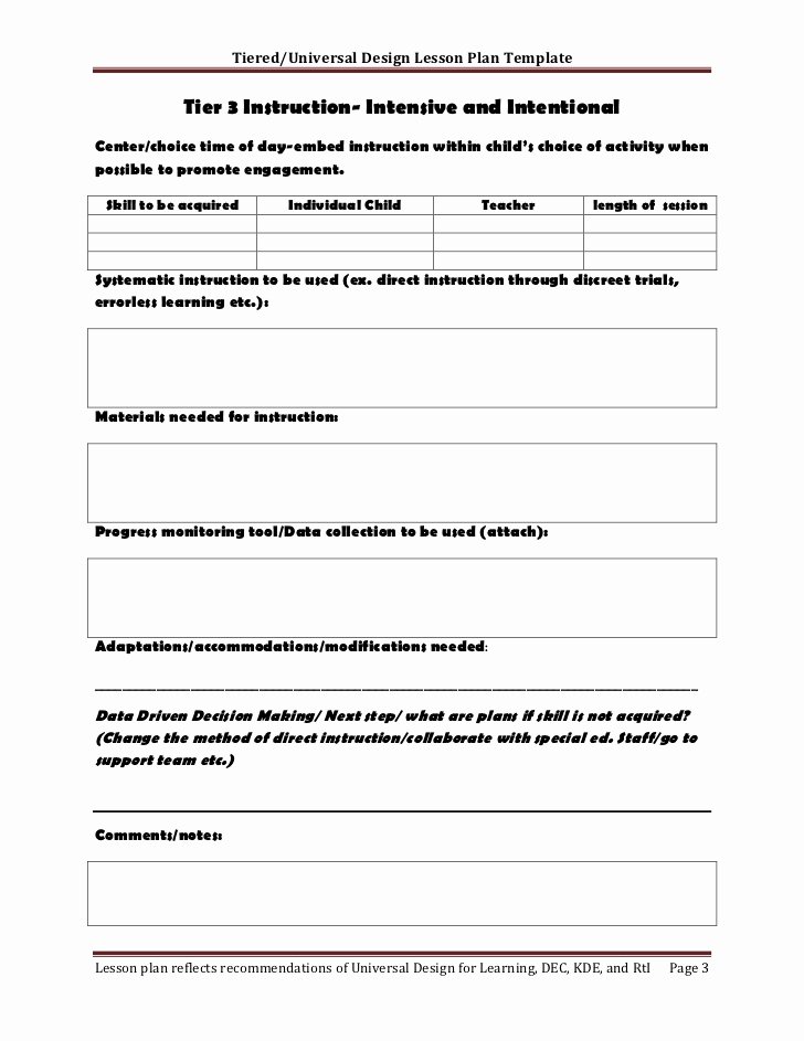 Tiered Lesson Plan Template Awesome Tiered Lesson Plan Template