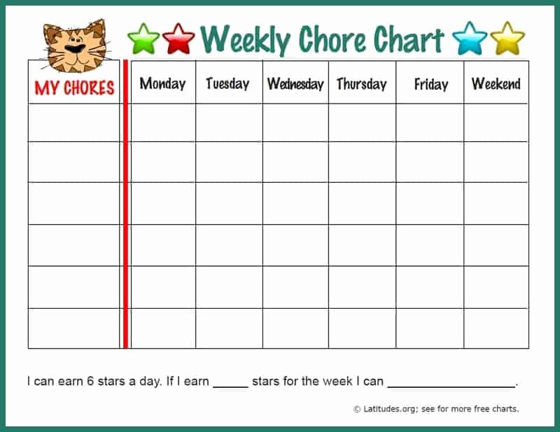 Toddler Chore Chart Template Luxury Free Weekly Chore Chart Fun Tiger