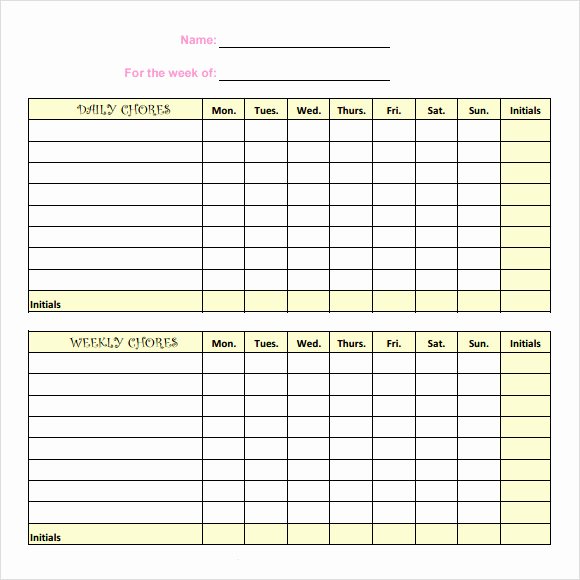 Toddler Chore Chart Template Unique Sample Kids Chore Chart Template 8 Free Documents In