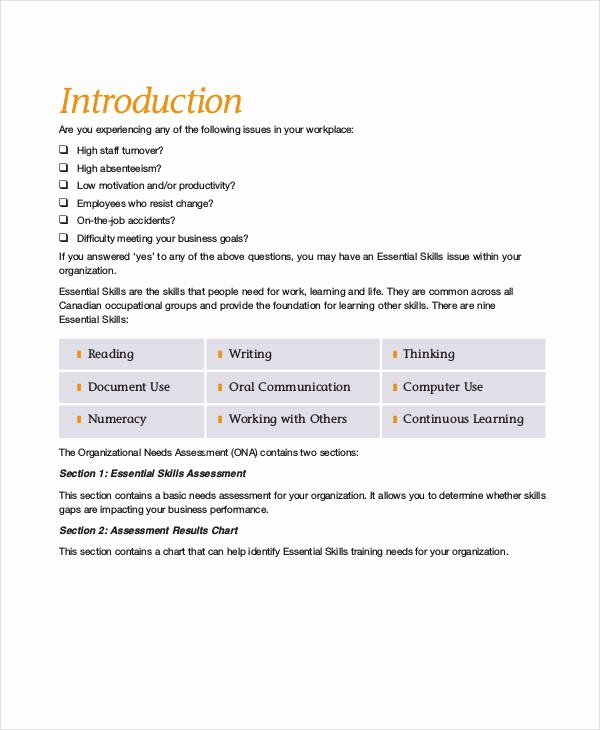 Training Needs Survey Questions Lovely Free 34 assessment Questionnaire Examples In Pdf