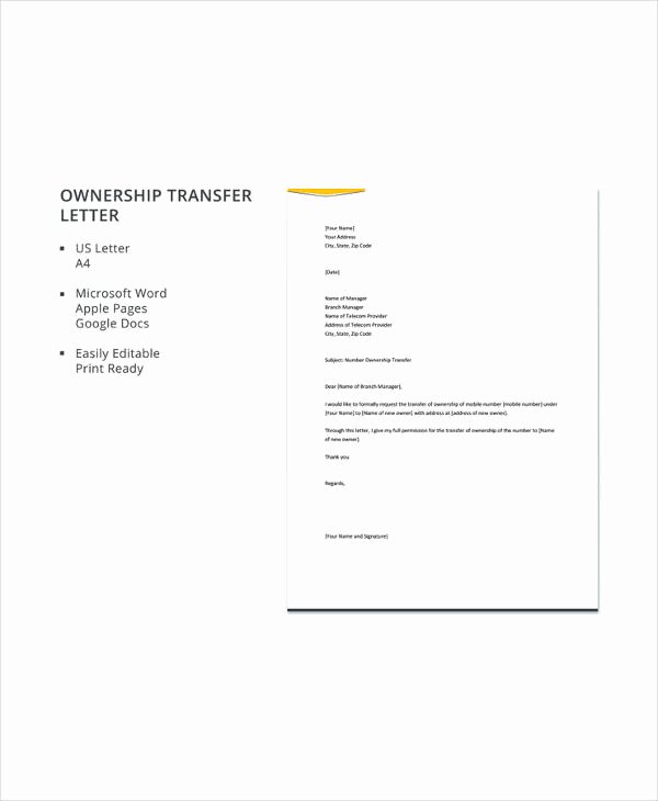 Transfer Of Ownership Template Inspirational Notification Change Ownership Motor Vehicle