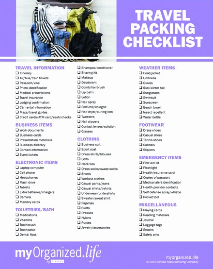 Travel Packing Checklist Fresh Checklist Travel Packing