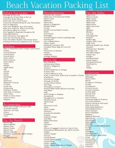 Travel Packing Checklist Inspirational Free Printable Beach Vacation Packing List