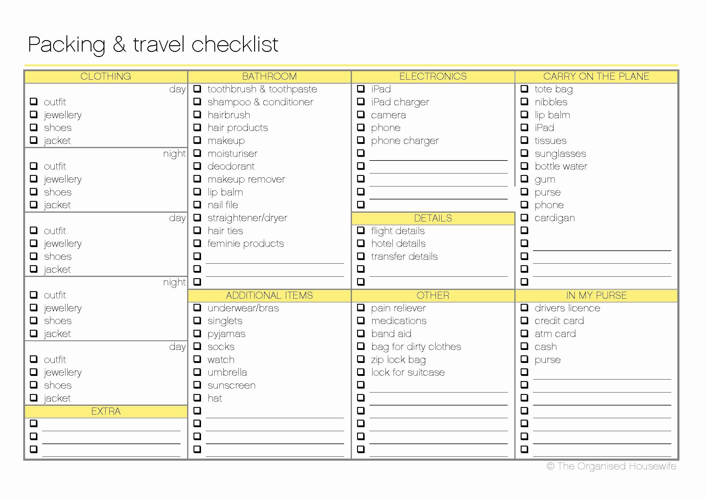 Travel Packing Checklist New Free Printable Packing and Travel Checklist
