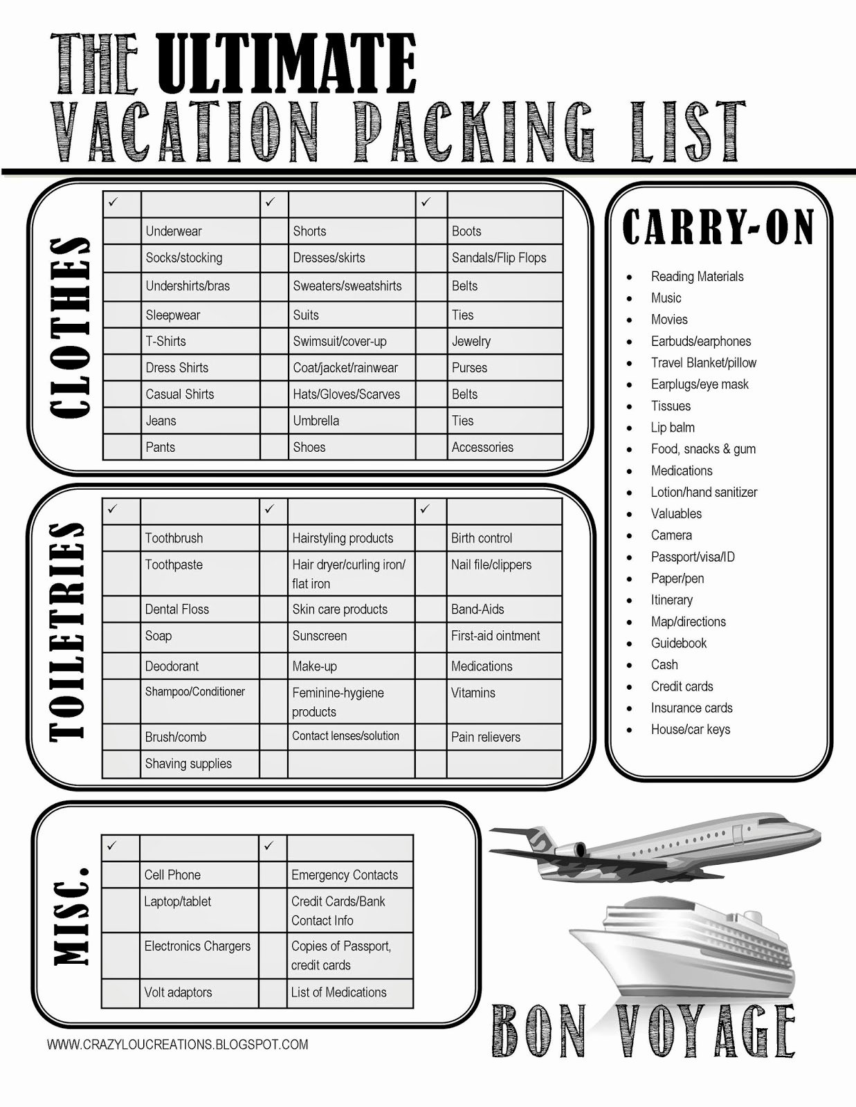 Travel Packing List Elegant Crazylou the Ultimate Vacation Packing List