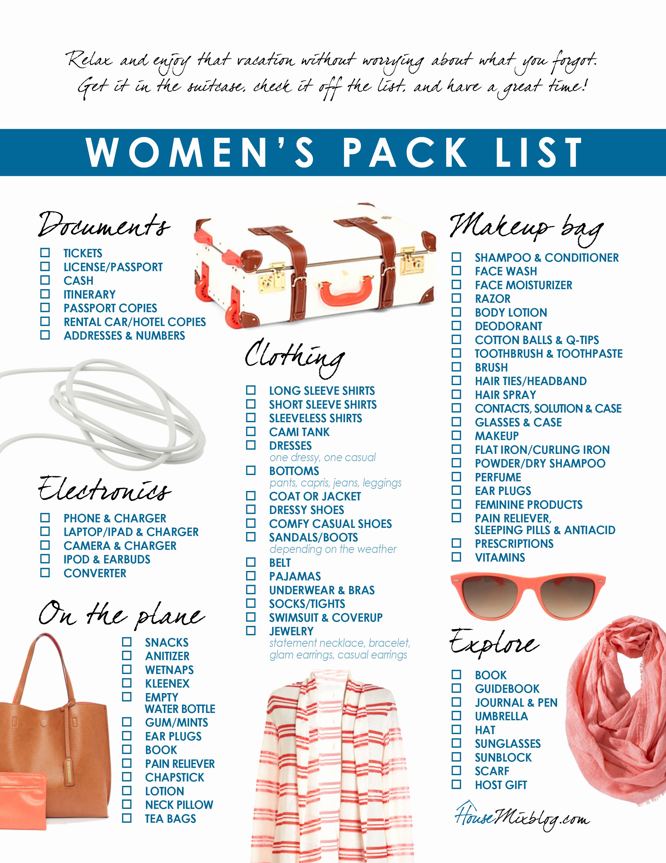 Travel Packing List New Women S Travel Pack Checklist