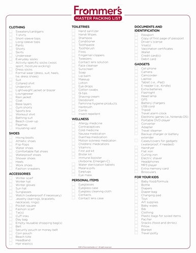 Travel Packing List Unique Frommer S Ultimate Travel Packing List