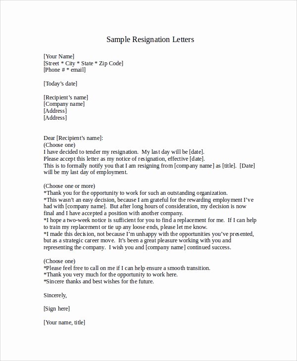 Two Week Resignation Letter Best Of Sample Resignation Letter with 2 Week Notice 6 Examples