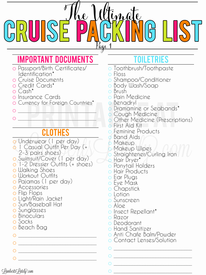 Ultimate Cruise Packing List Awesome the Ultimate Cruise Packing List