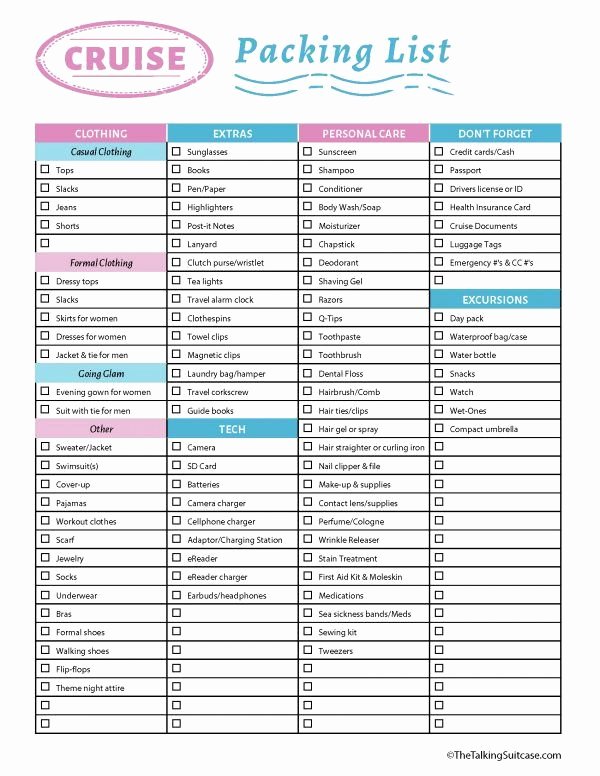 Ultimate Cruise Packing List Lovely Printable and Editable Packing List for Cruise Vacations
