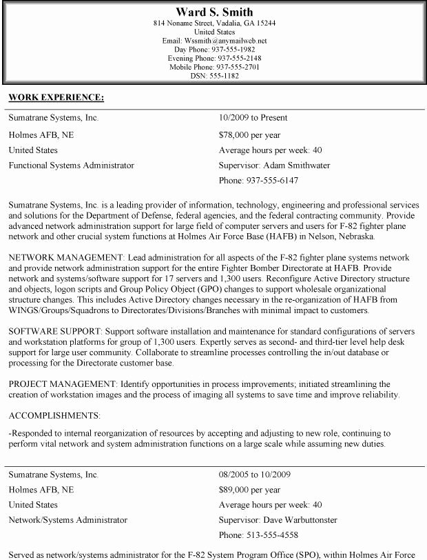 Usa Jobs Sample Resume Awesome Sample Resume for Usajobs Gov