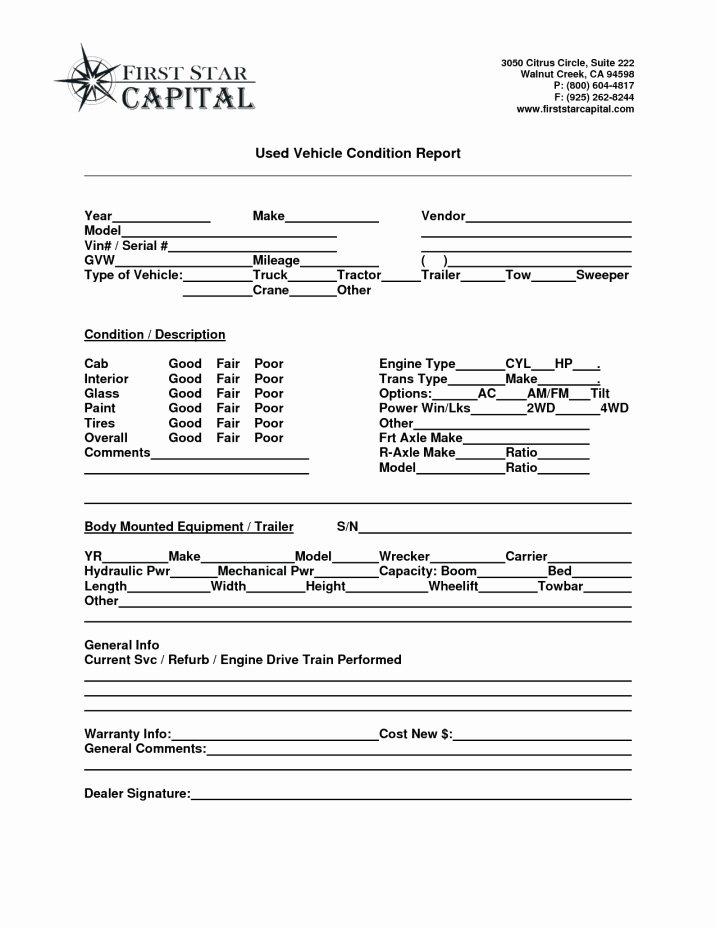 Vehicle Condition Report form Awesome Vehicle Condition Report Templates Word Excel Samples