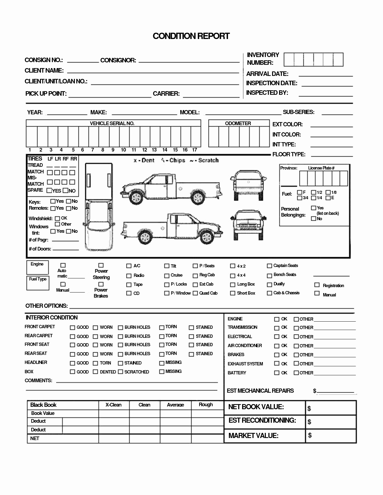 Vehicle Condition Report form Beautiful 11 Best S Of Pickup Truck Inspection form Template