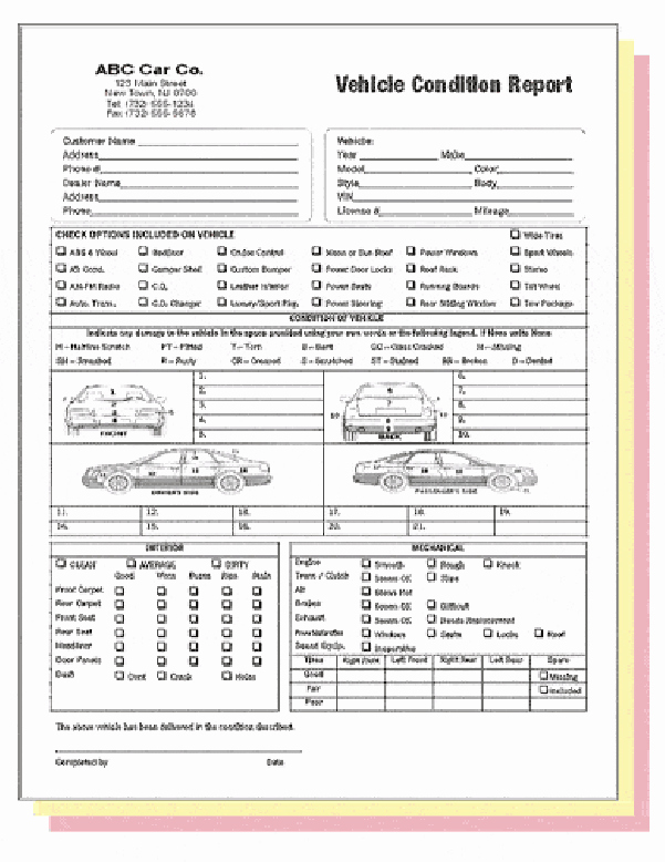 Vehicle Condition Report form Lovely Vehicle Condition Report Templates Word Excel Samples