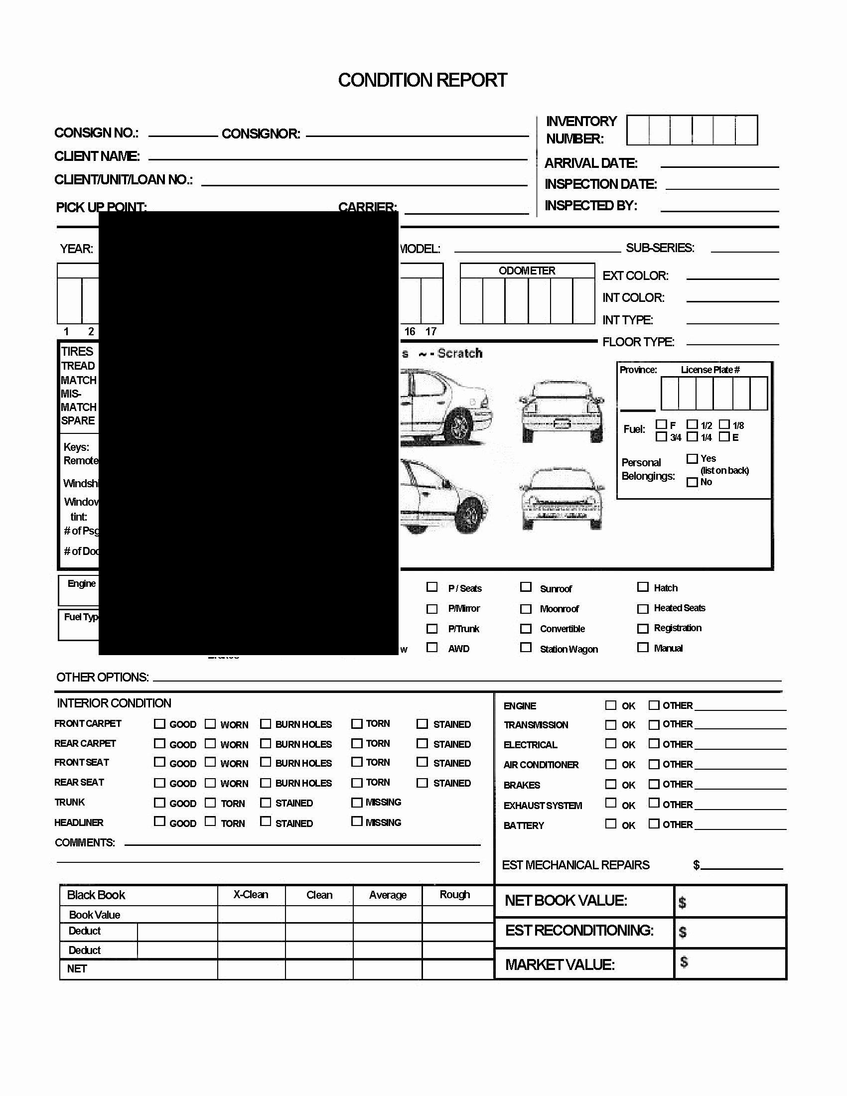 Vehicle Condition Report form Unique Vehicle Auction Condition Report for Sedan