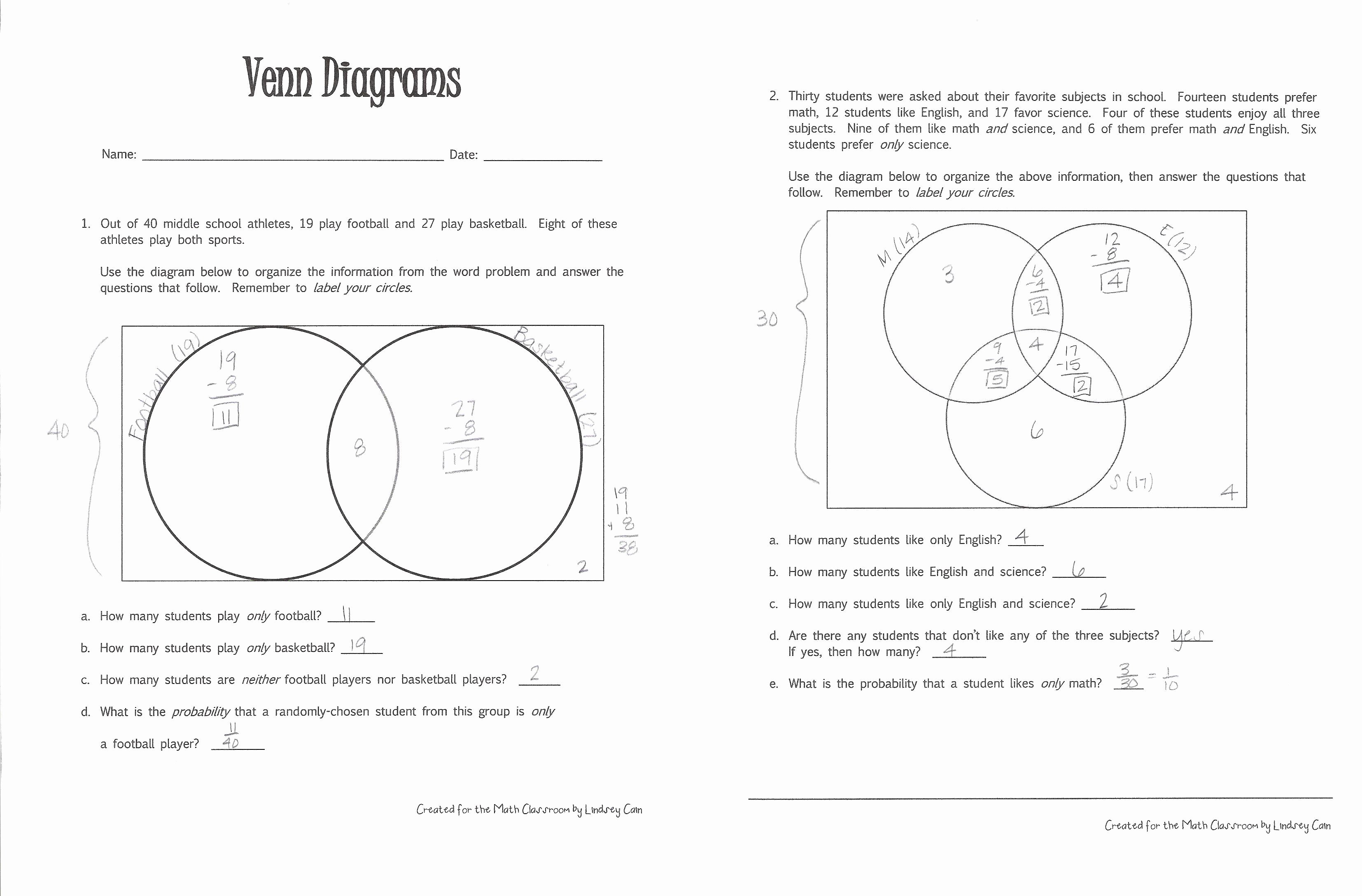 Venn Diagram Worksheets Awesome Venn Diagrams